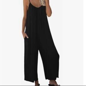 LOFT Womans Lounge Jumpsuit Gaucho Romper Small Comfy Black One Piece‎